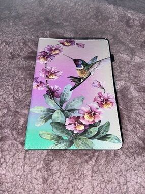 Tablet Case with Hummingbird Floral Print - Pink Gradient